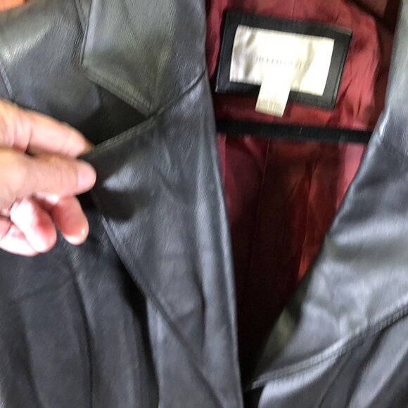 Worthington Womens Moto Blazer Leather Jacket Large Black Three-Button Collared - Picture 11 of 16